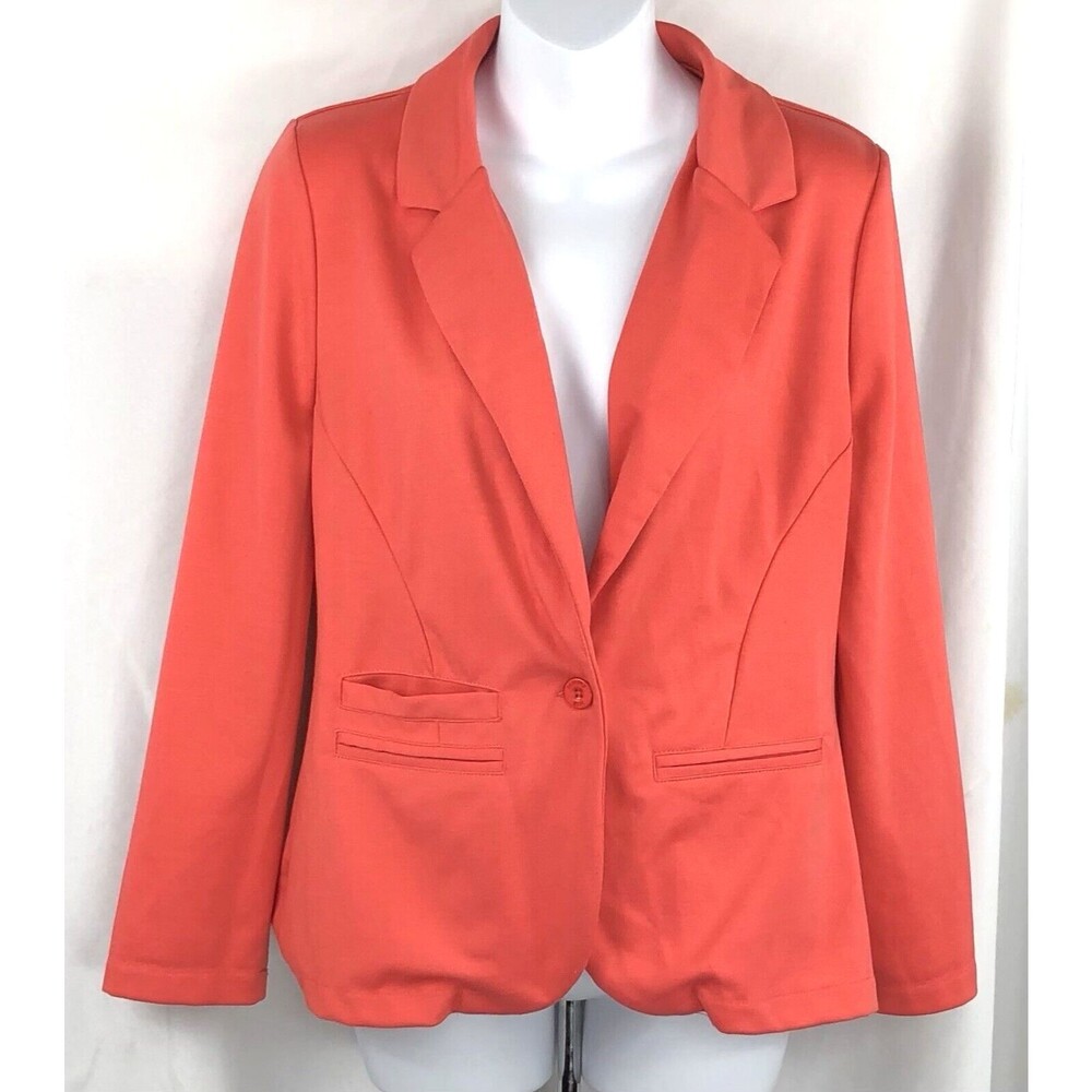 Tommy girl knit blazer jacket L orange notch lapel pocket cutin academia Y2K